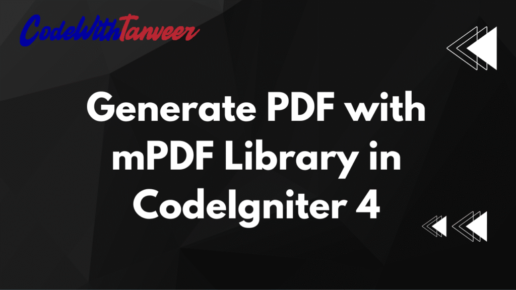 Generate PDF with mPDF Library in CodeIgniter 4